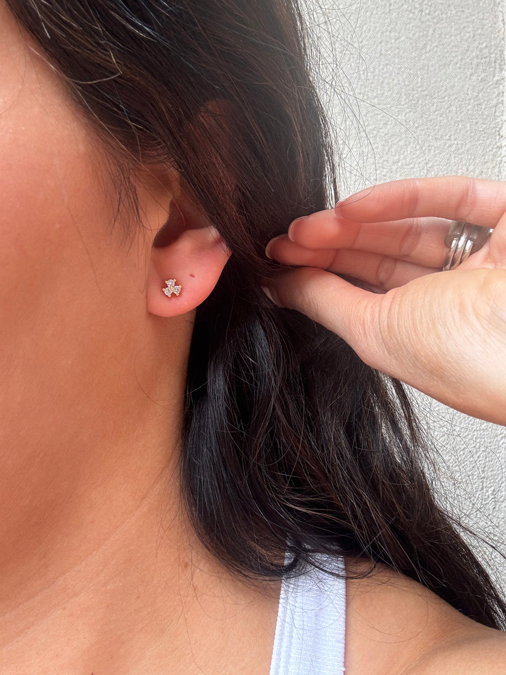 Dainty Three Stone Studs
