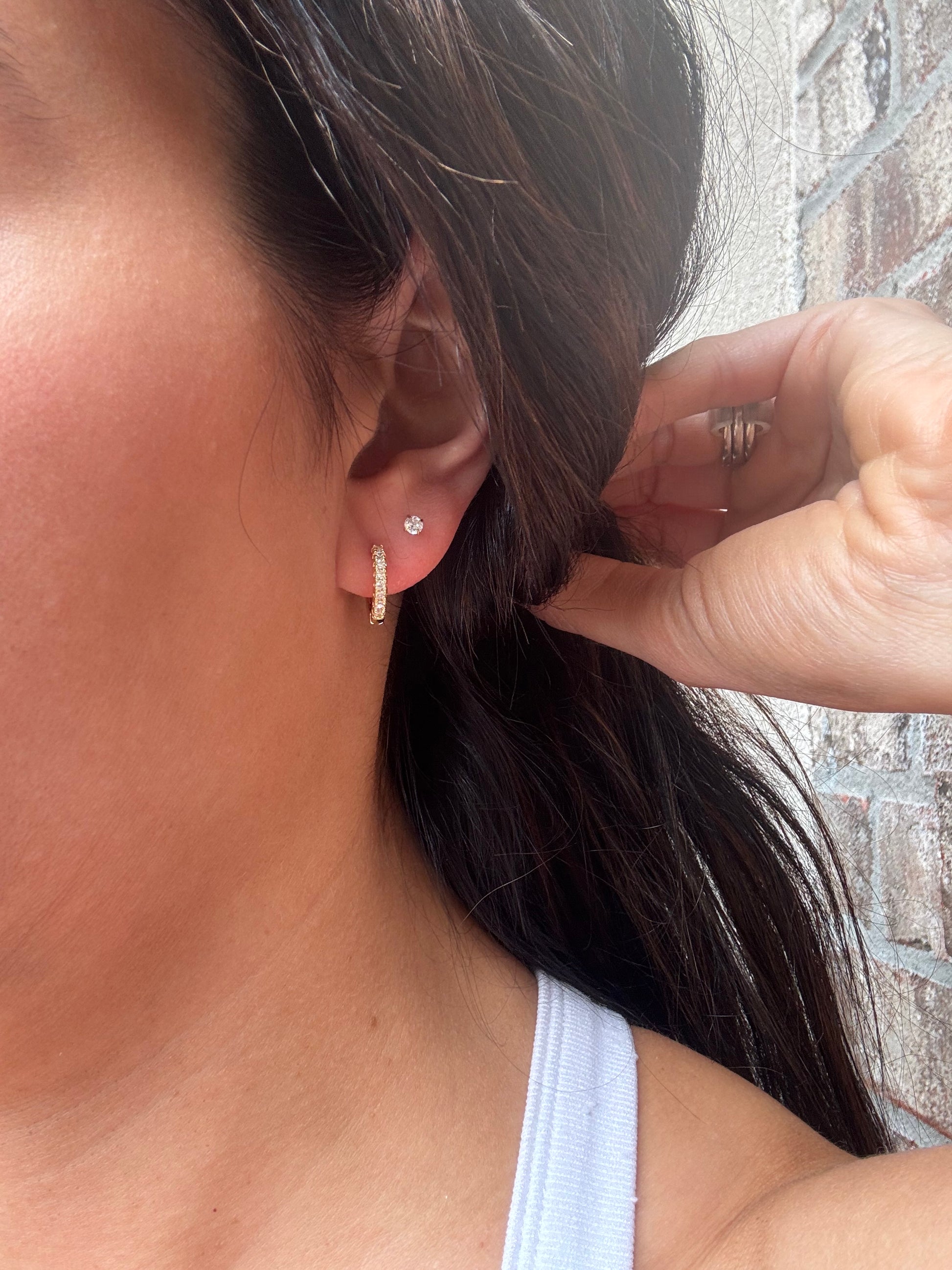 Dainty Rhinestone Huggie Earrings
