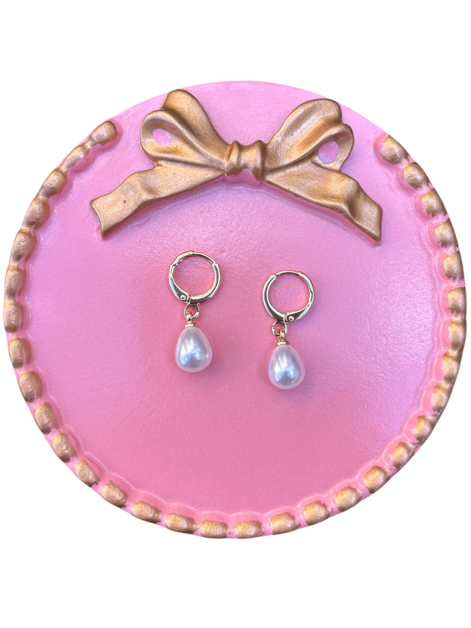 Teardrop Pearl Huggie Earrings