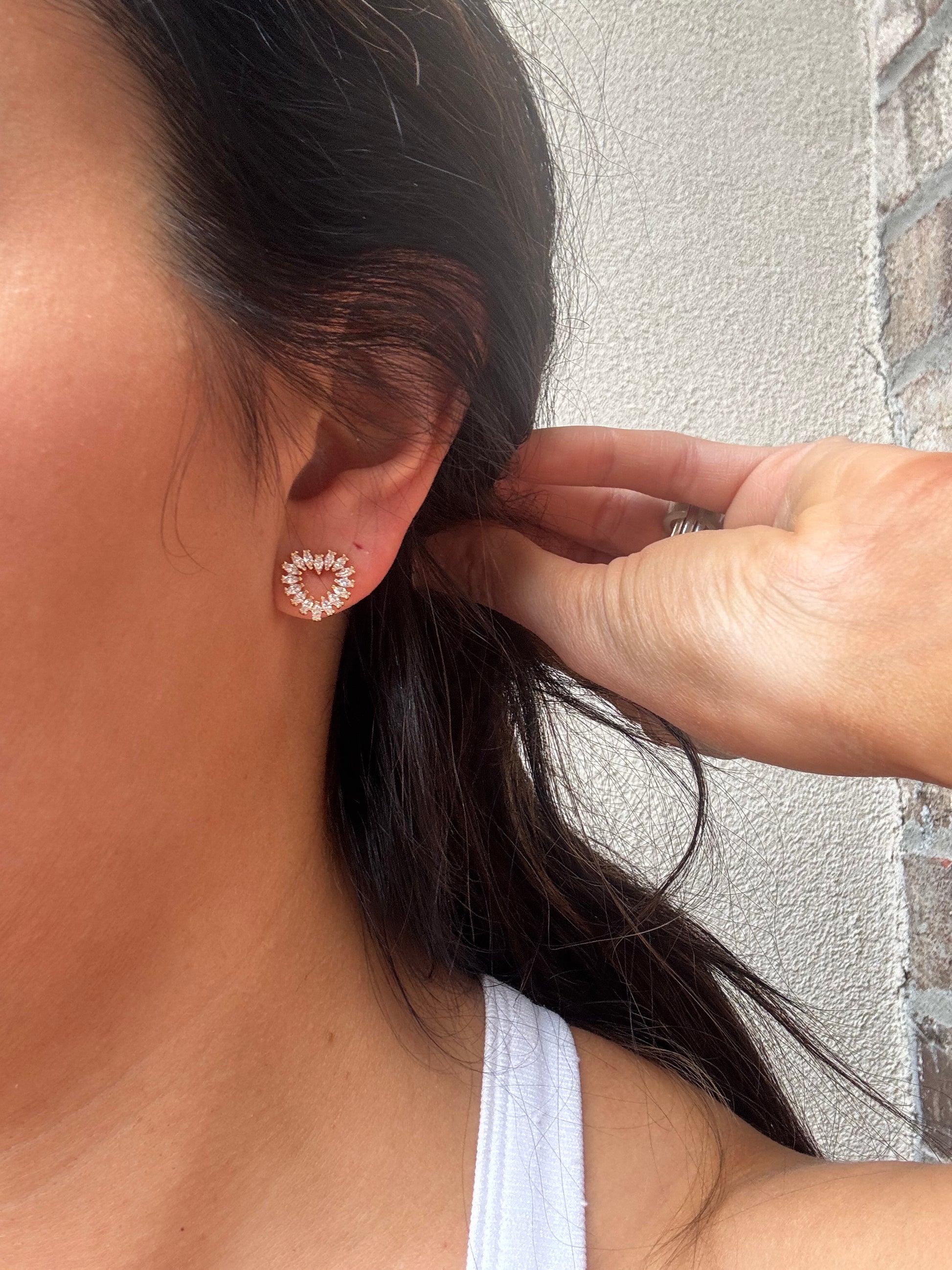 Rhinestone Heart Studs