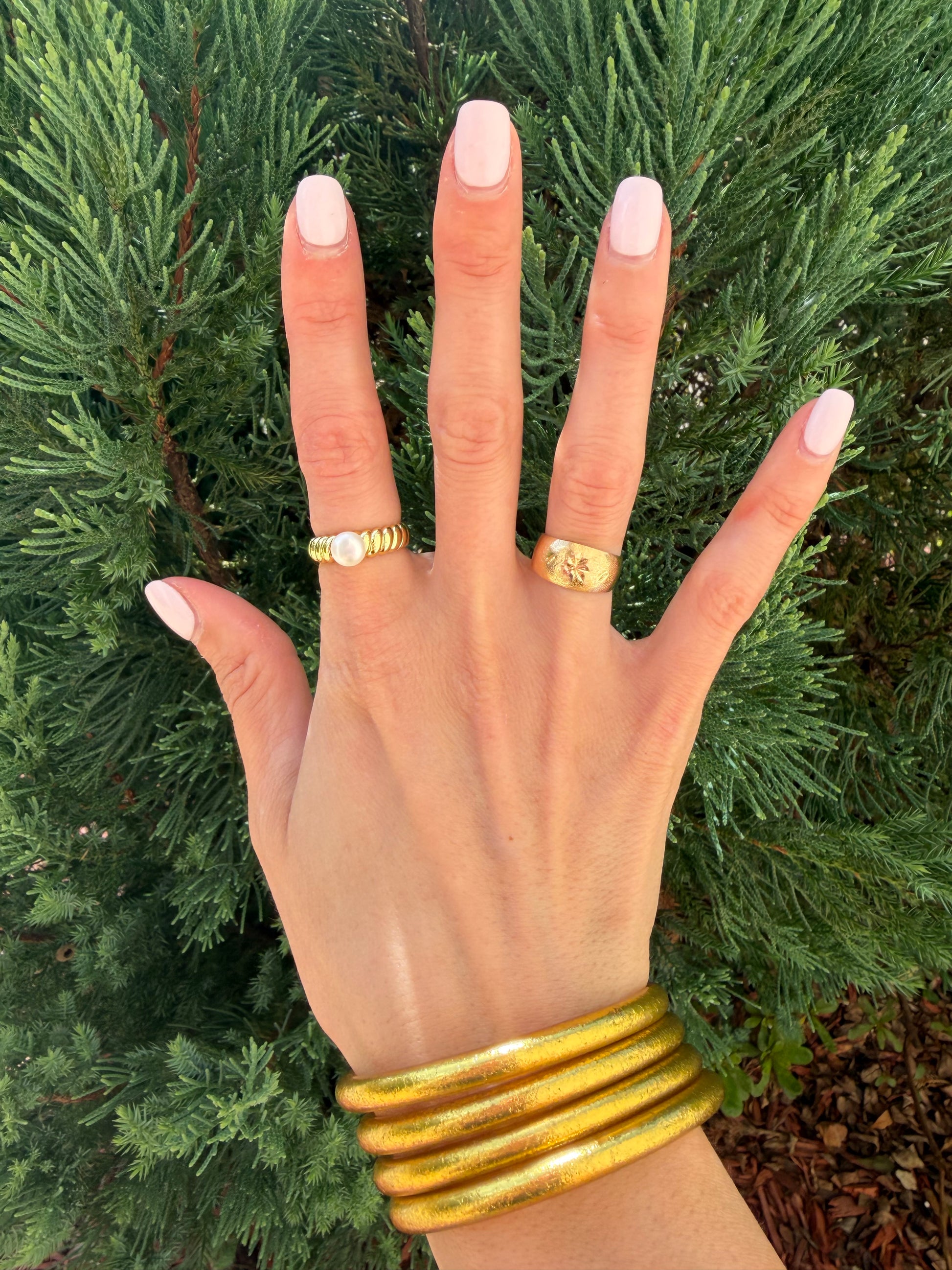 Pearl Croissant Solitaire Ring