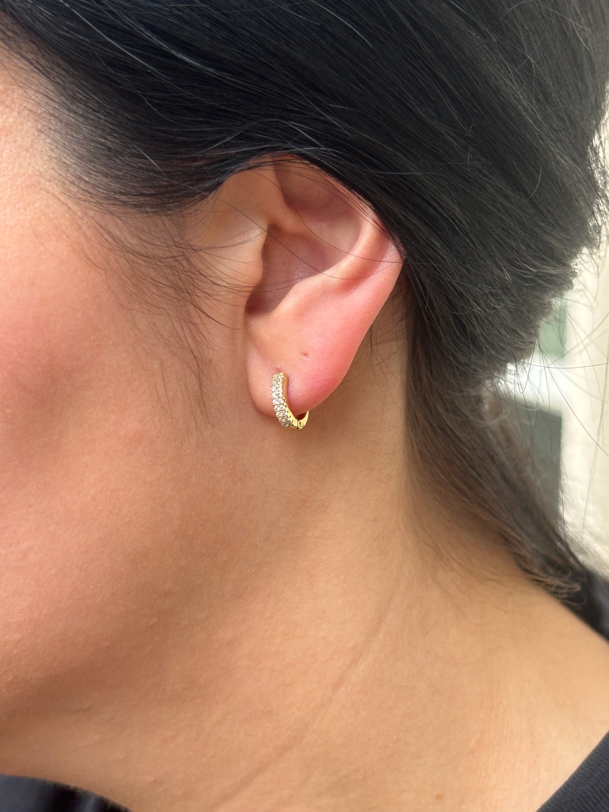 Micro Paved Huggie Earrings