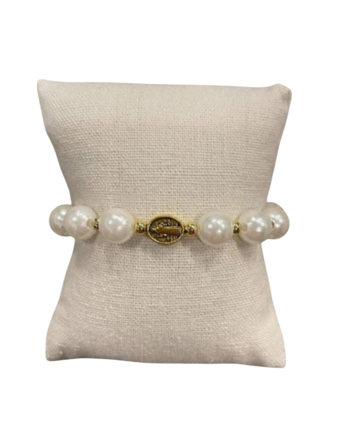 Gold & Pearl Mother Mary Bracelet