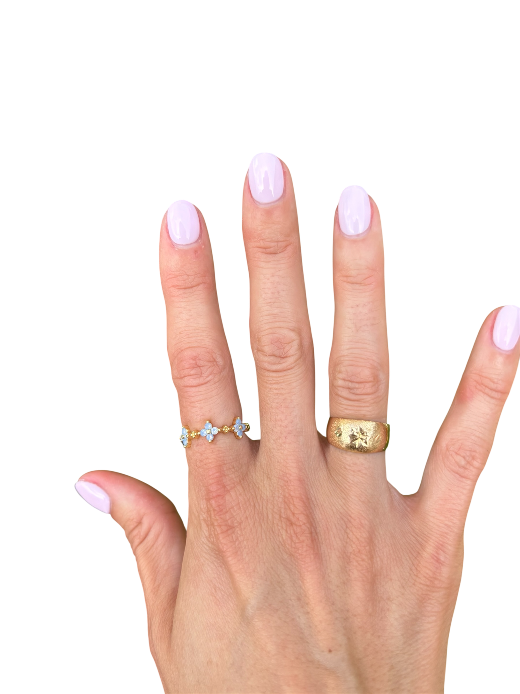 Dainty Blue Opal Flower Ring