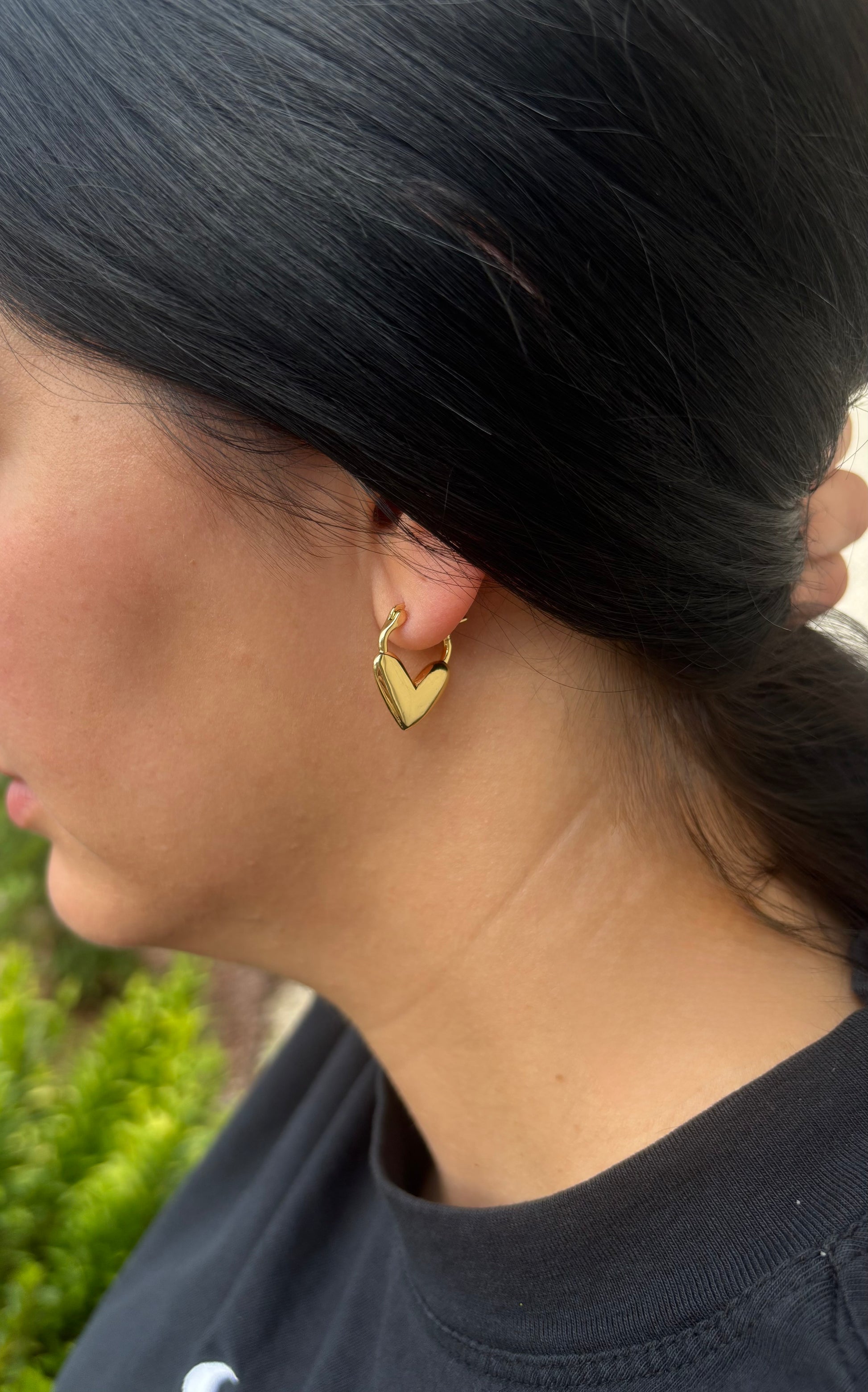 Heart Latch Hoop Earrings