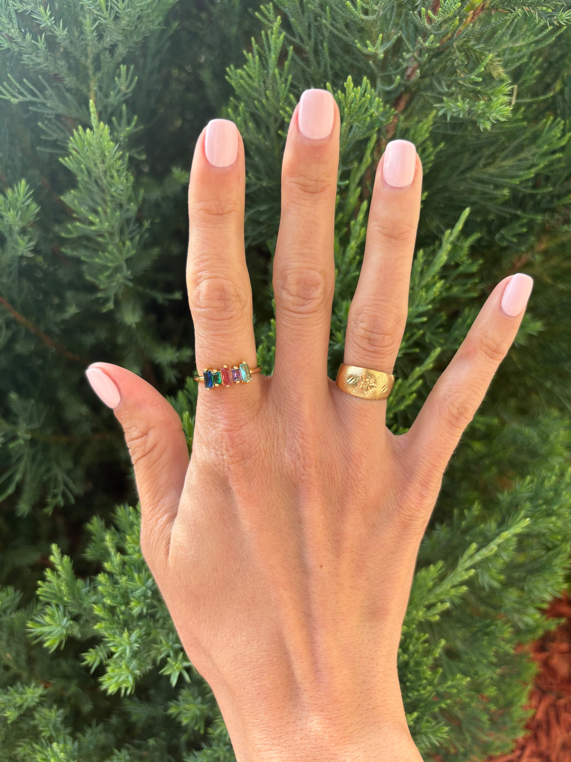 Dainty Colorful Baguette Ring