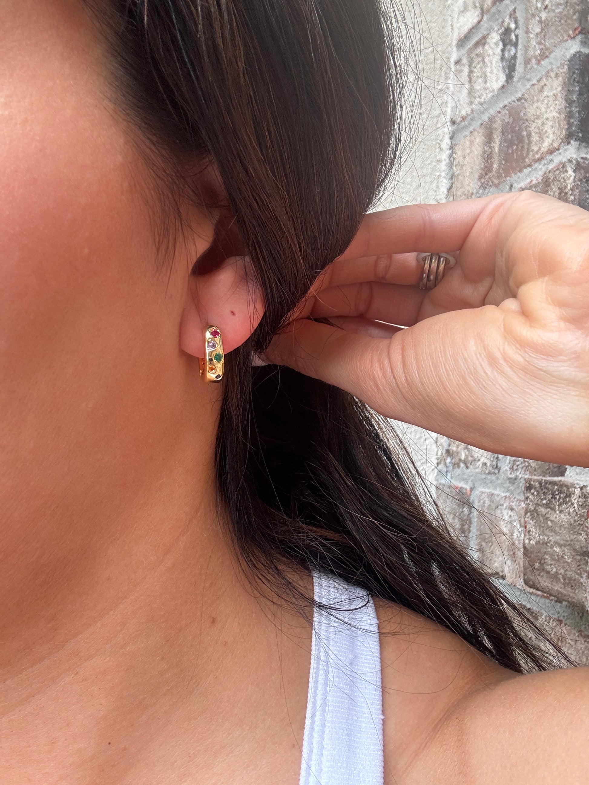 Colorful Thick Huggie Earrings￼