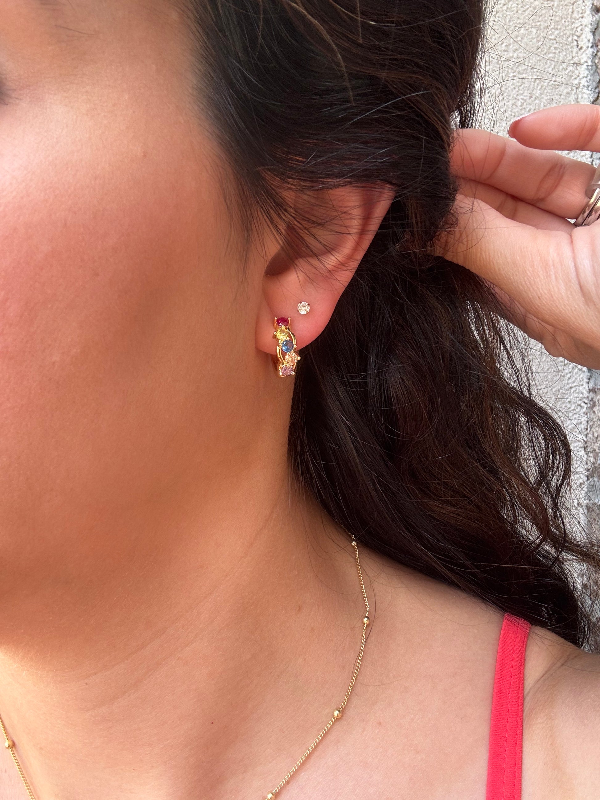 Multicolor Huggie Earrings