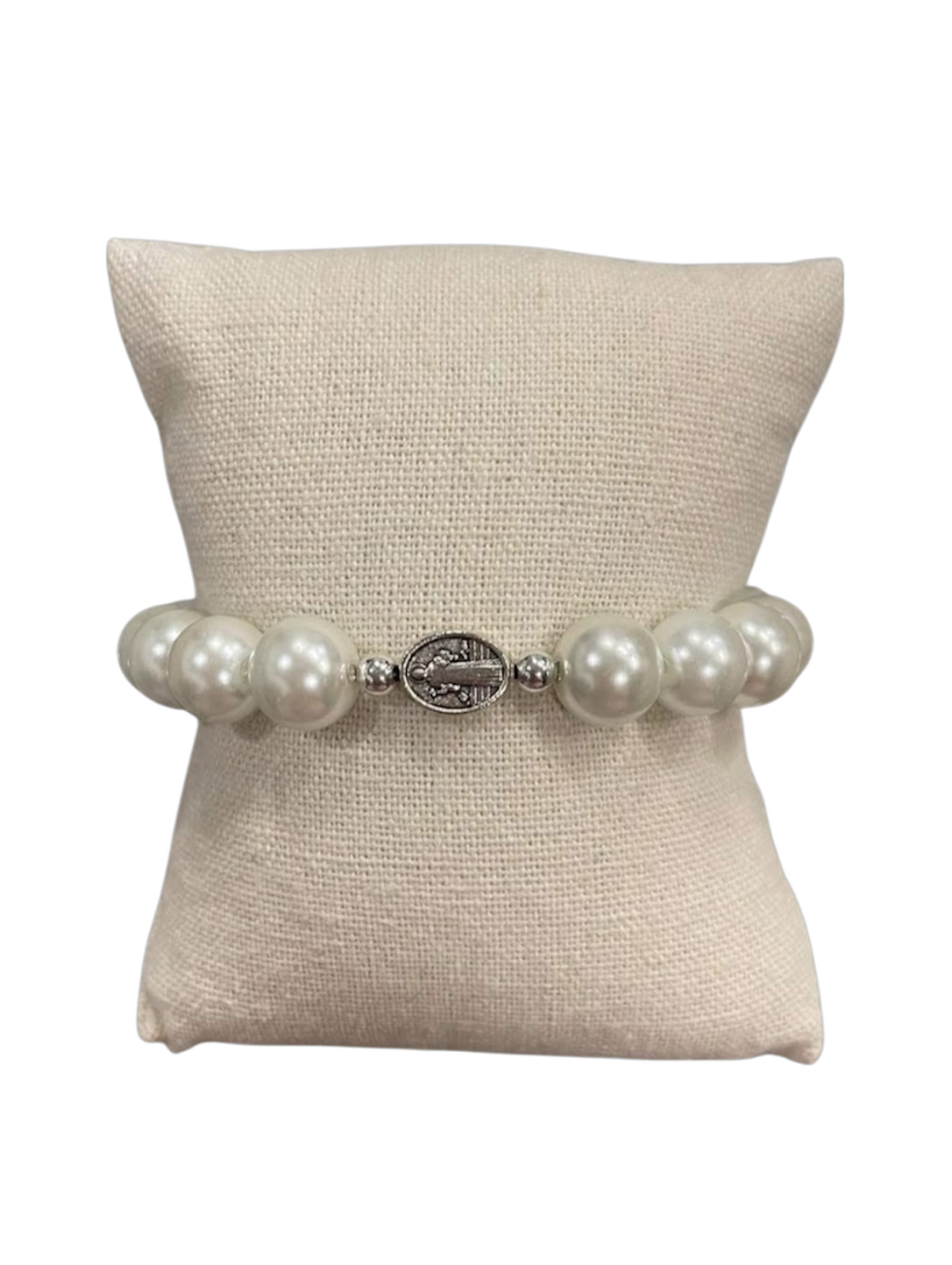 Sterling Silver & Pearl Mother Mary Bracelet