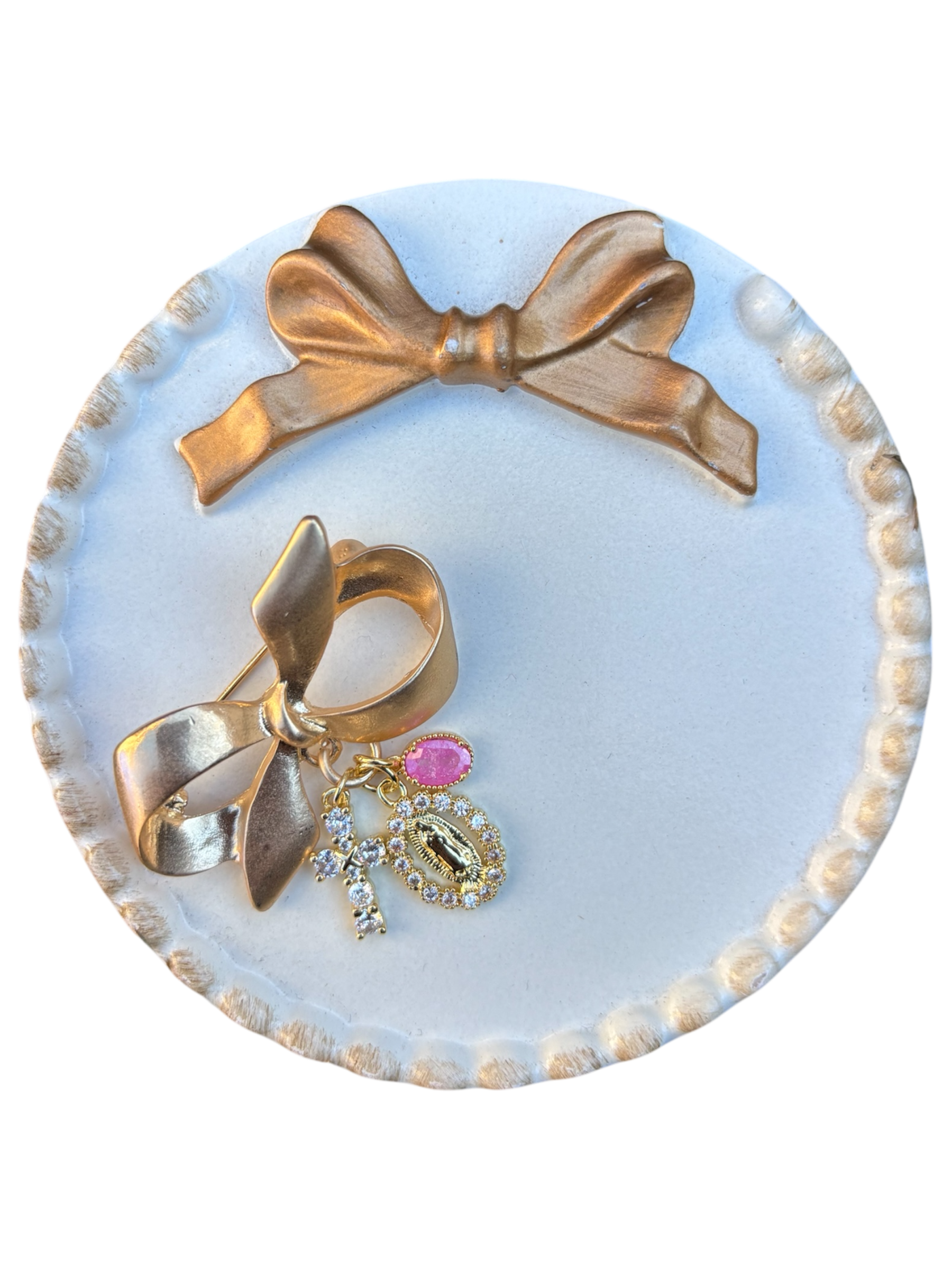 Religious Bow Pin With Birthstone