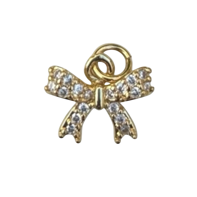 Rhinestone Gold Bow Charm