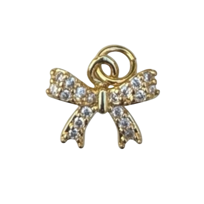 Rhinestone Gold Bow Charm