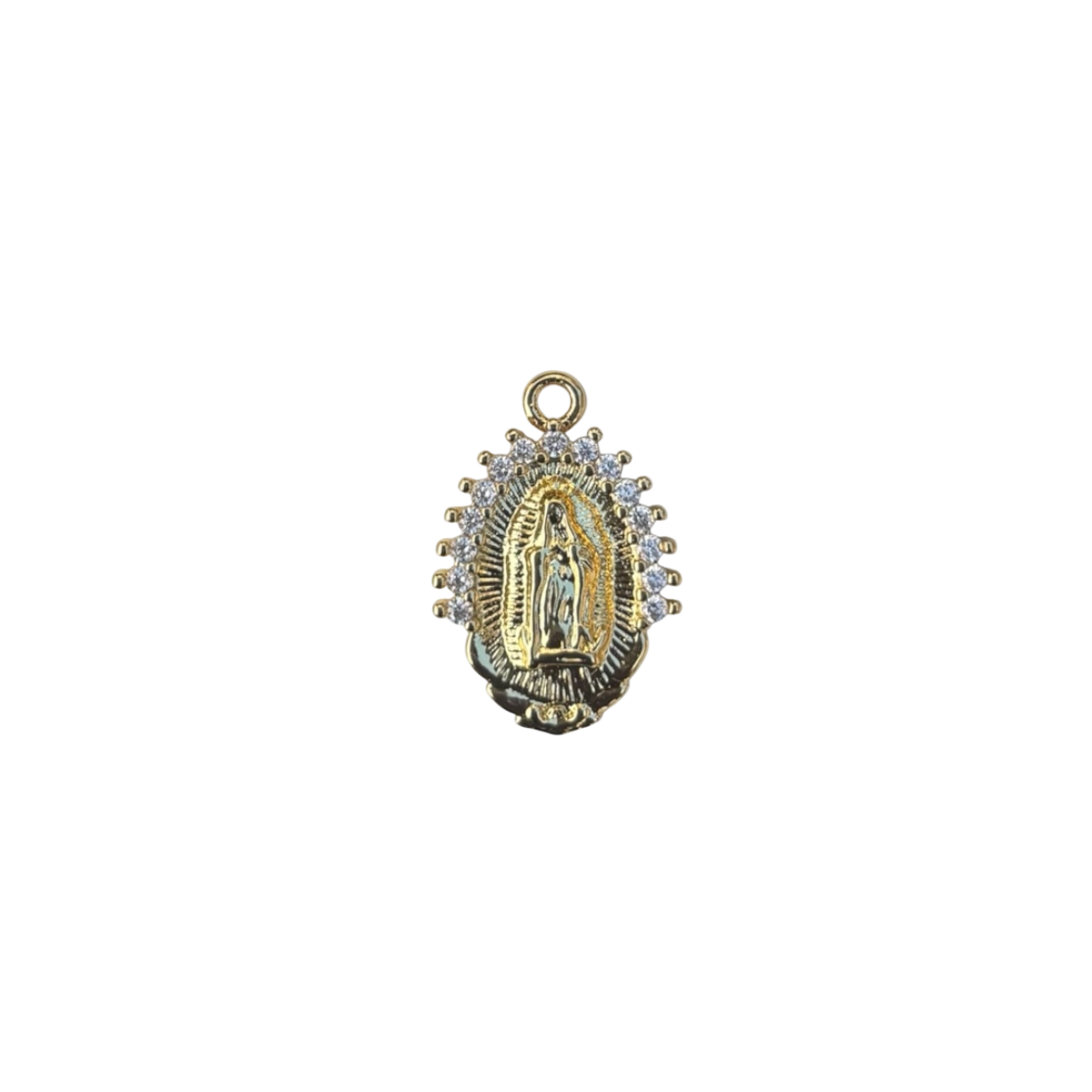 Rhinestone Mother Mary Medal
