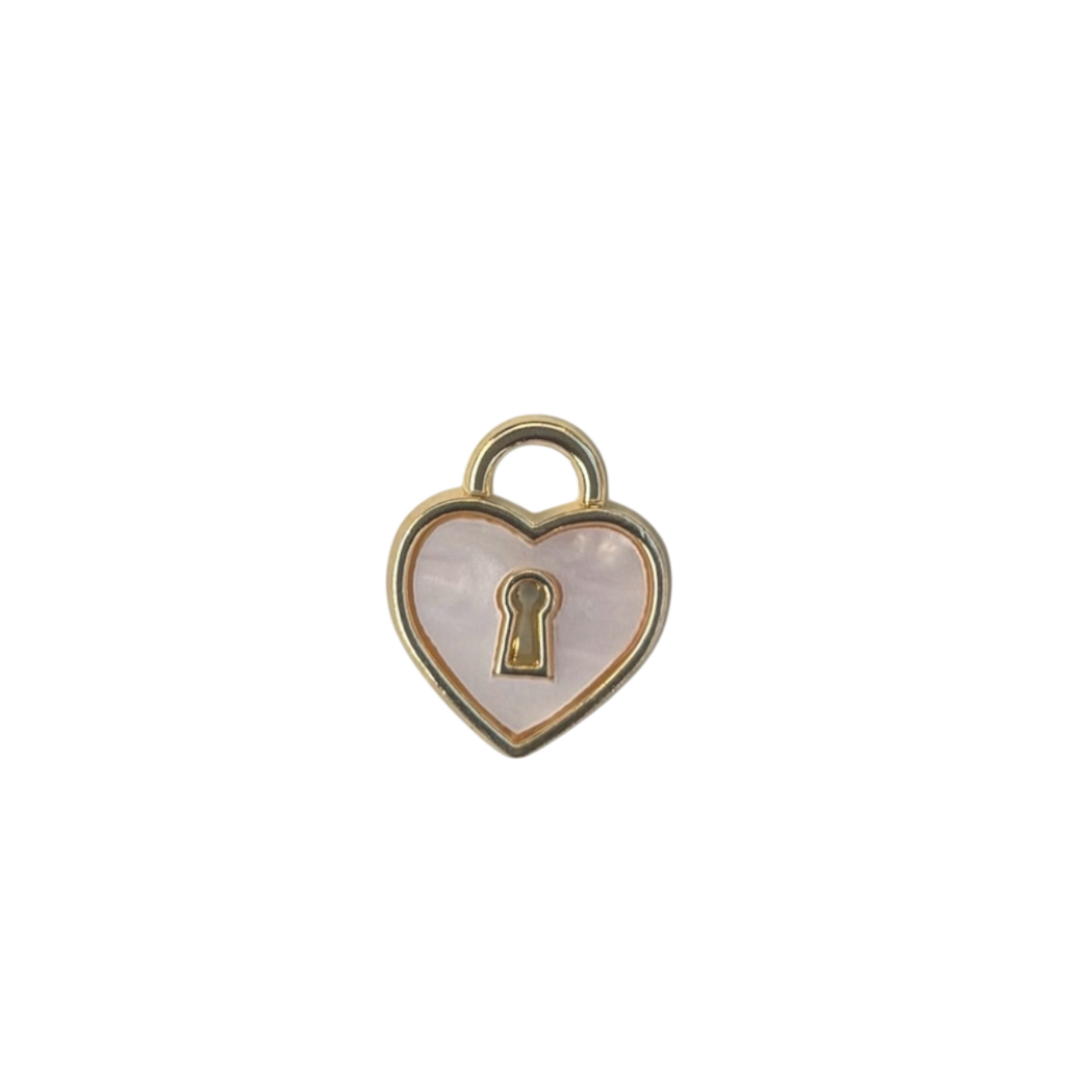 Gold & White Heart Lock