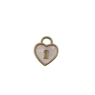 Gold & White Heart Lock