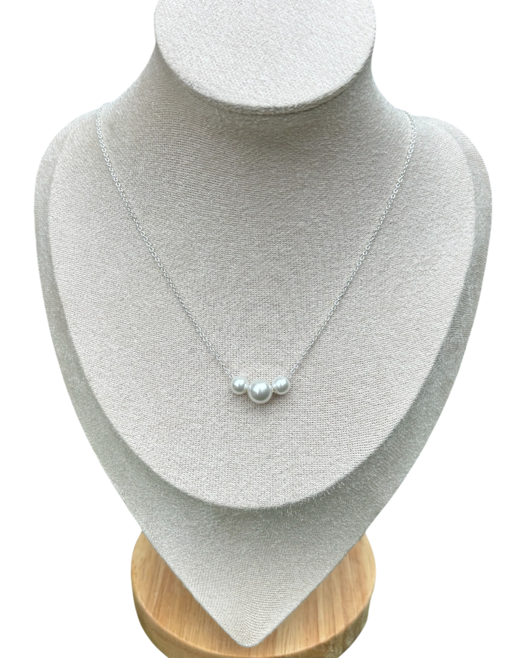 Three Pearl Silver Necklace