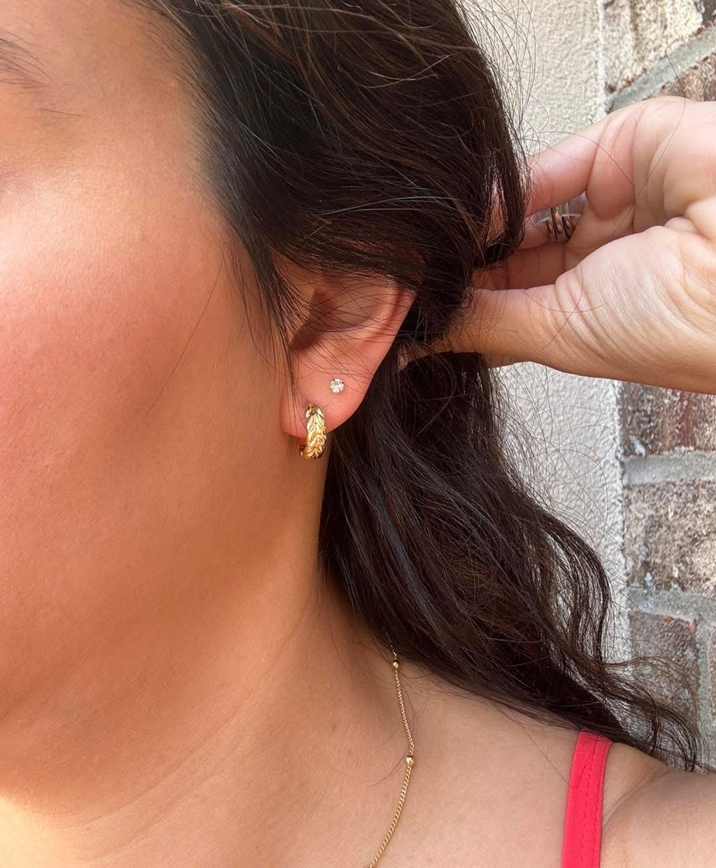 Leaf Huggie Earrings