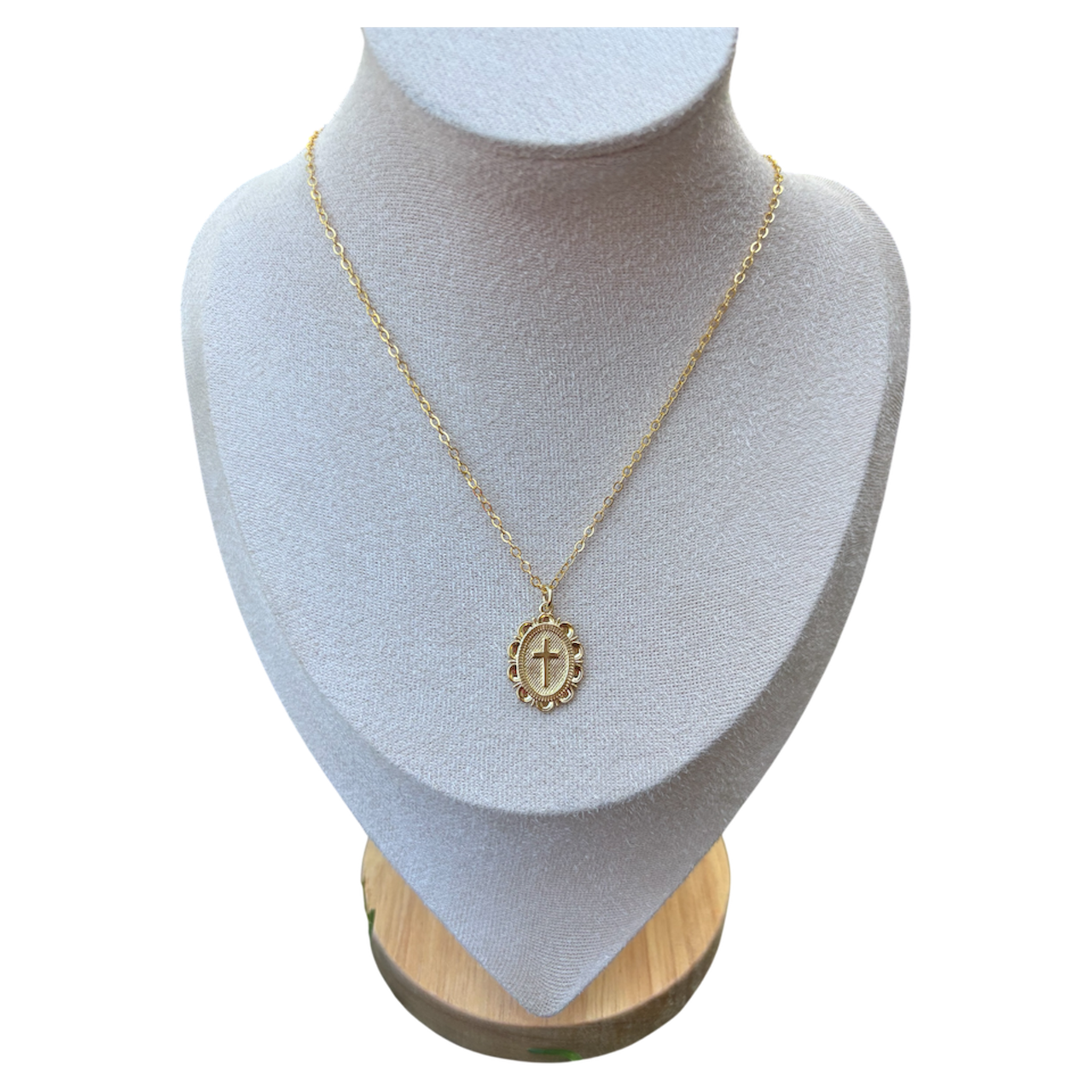 Round Gold Cross Necklace