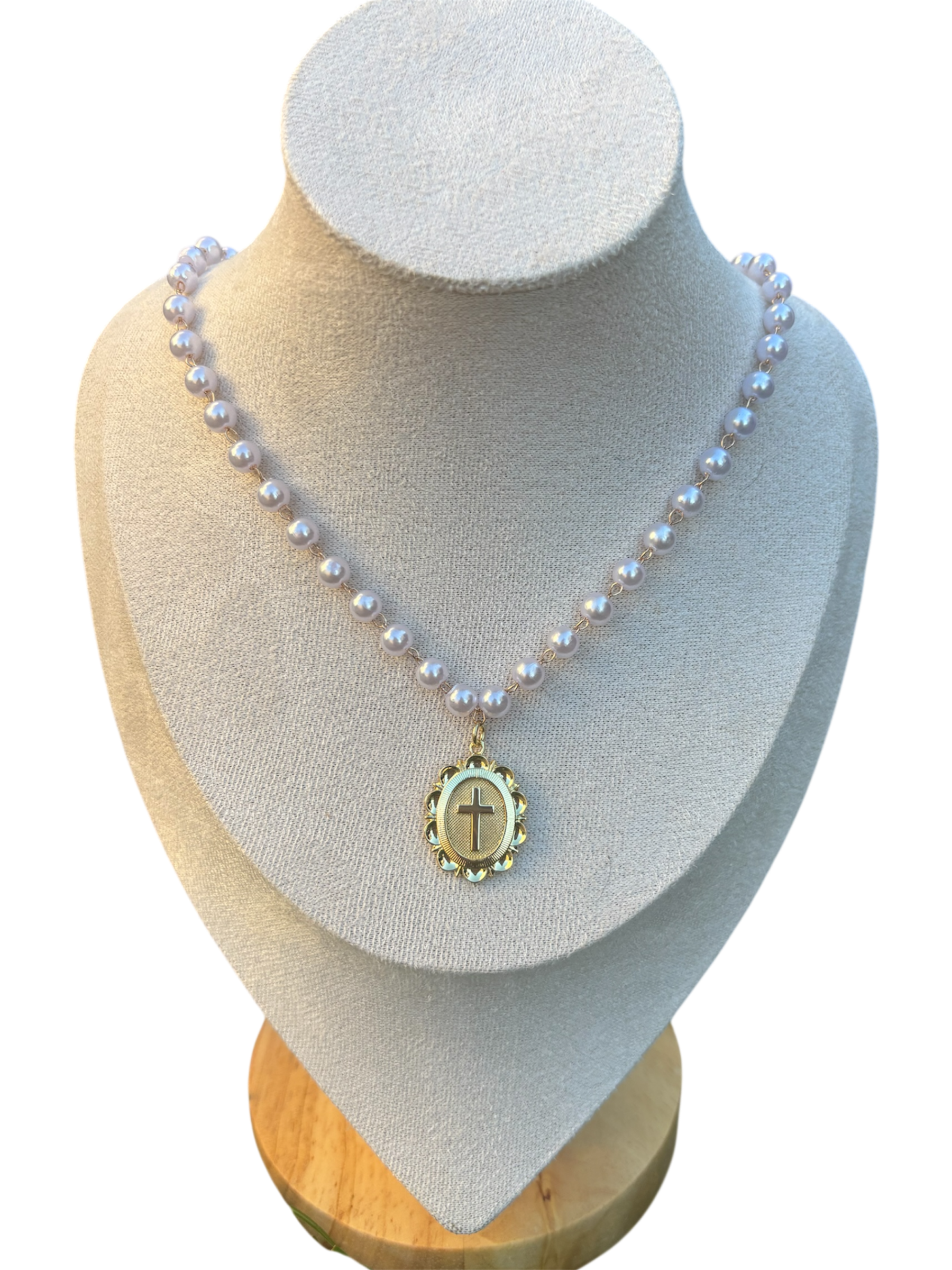 Pearl Cross Pendant Necklace